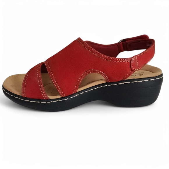 CLARKS womens Comfrot Walking Sandals Merliah Style Flat Sandals Wedge 7 1/2 W - Picture 4 of 12